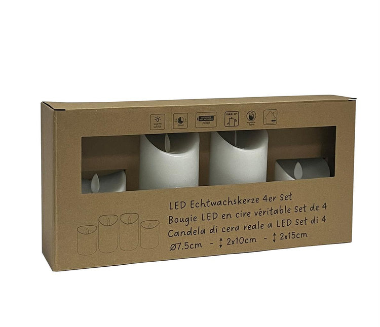 LED Wachskerze mit beweglicher Flamme 4er Set