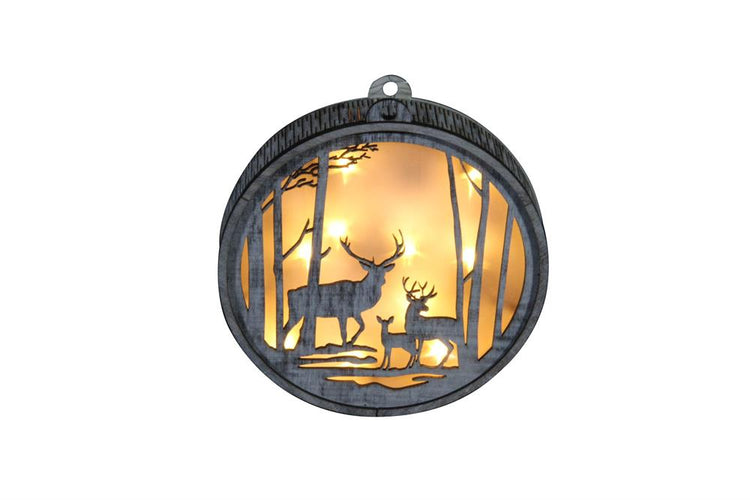 Holzaufhänger Hirsch mit LED Licht