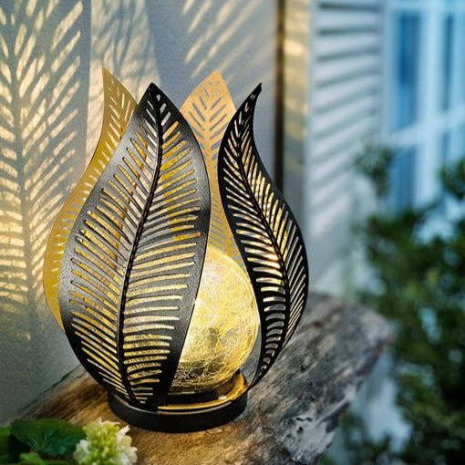 Solarleuchte, Kugelleuchte, LED Lampe mit Solar, Crackle Glas