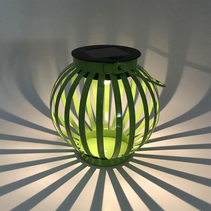 Runde LED Solarlaterne Metall grün
