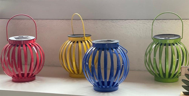 LED Solarlampe Metall | blau