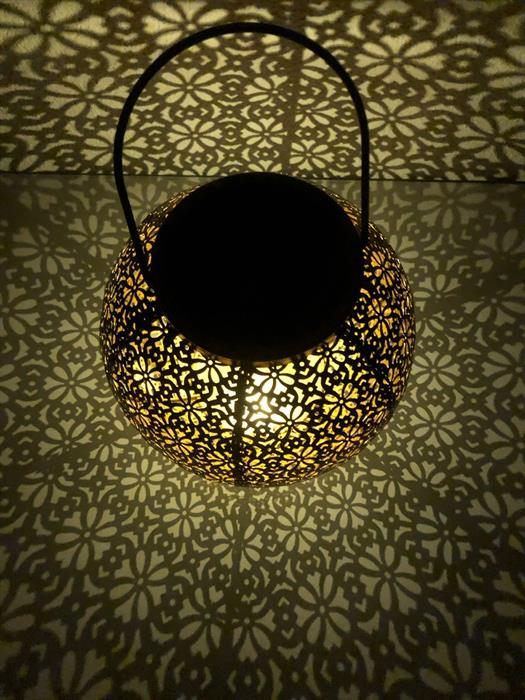 LED Solarlaterne Metall rund | bronze