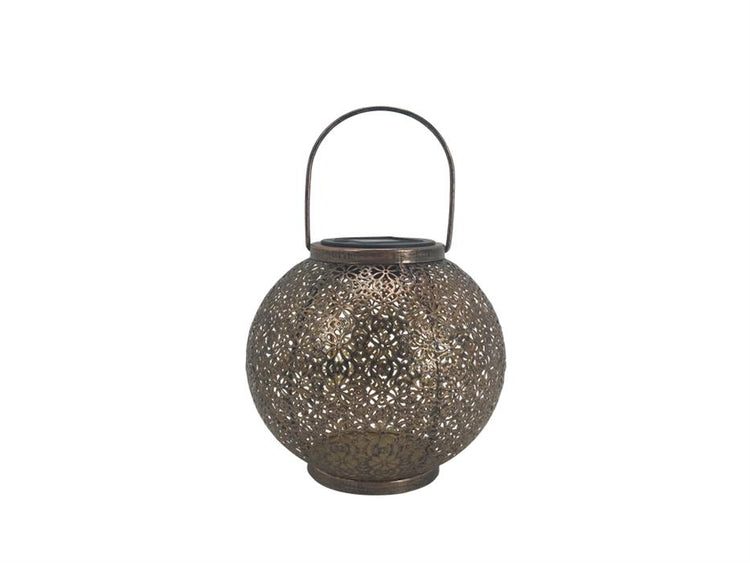 LED Solarlaterne Metall rund | bronze