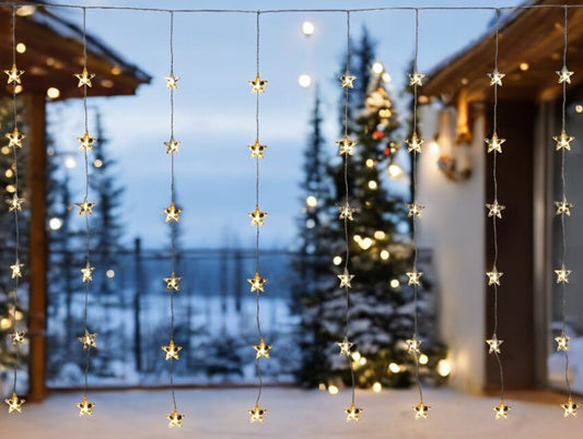 LED Lichtervorhang Outdoor mit Sternen 100 LED B: 225cm H: 200cm
