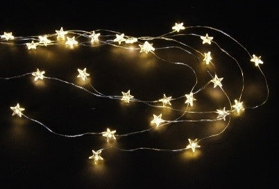 LED Micro Draht Lichterkette mit Sternen 30 LEDs L: 70cm silber Draht