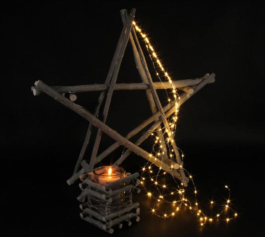 LED Micro Draht Lichterkette mit Sternen 30 LEDs L: 70cm silber Draht