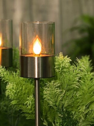 LED Solar Leuchte mit Kerzenflackern aus Edelstahl