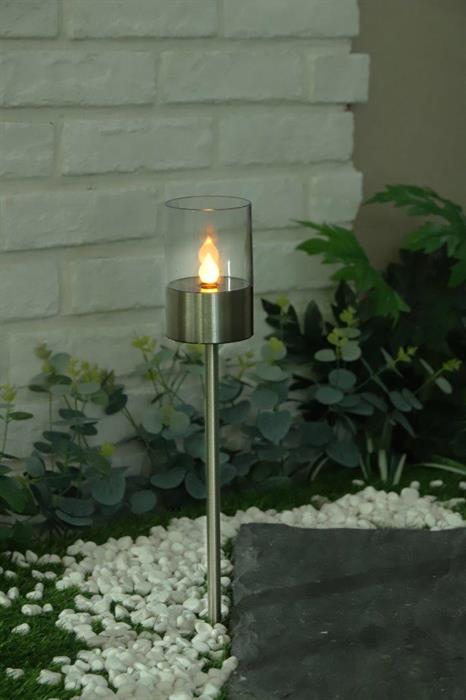 LED Solar Leuchte mit Kerzenflackern aus Edelstahl