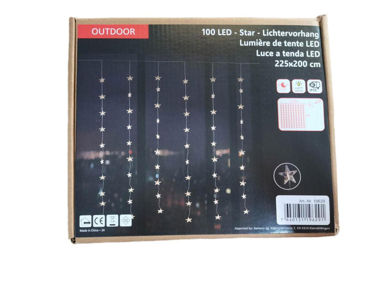 LED Lichtervorhang Outdoor mit Sternen 100 LED B: 225cm H: 200cm