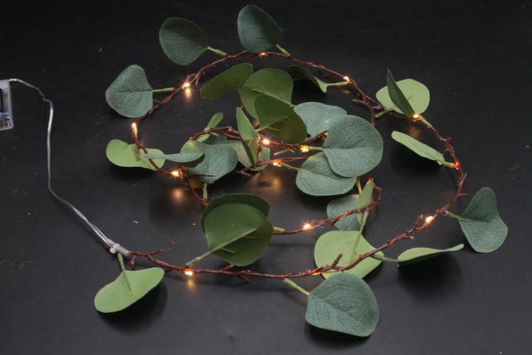 LED Lichterkette Eukalyptus Blätter mit 20 LED, 180 cm