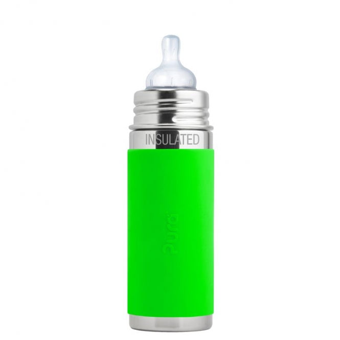 Pura Baby Isolierflasche 260 ml Weithalssauger im grün